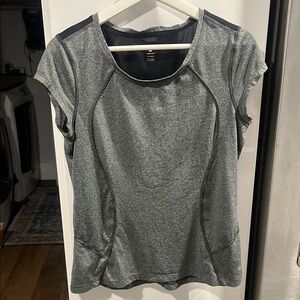 Gray Cap Sleeve Fitted T-Shirt